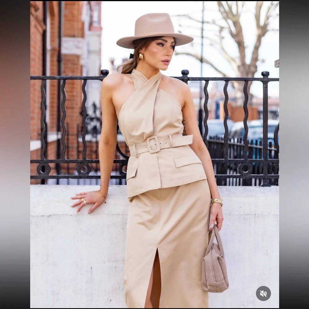 ZARA CROSSOVER BELTED MIDI DRESS - Picture 12 of 16